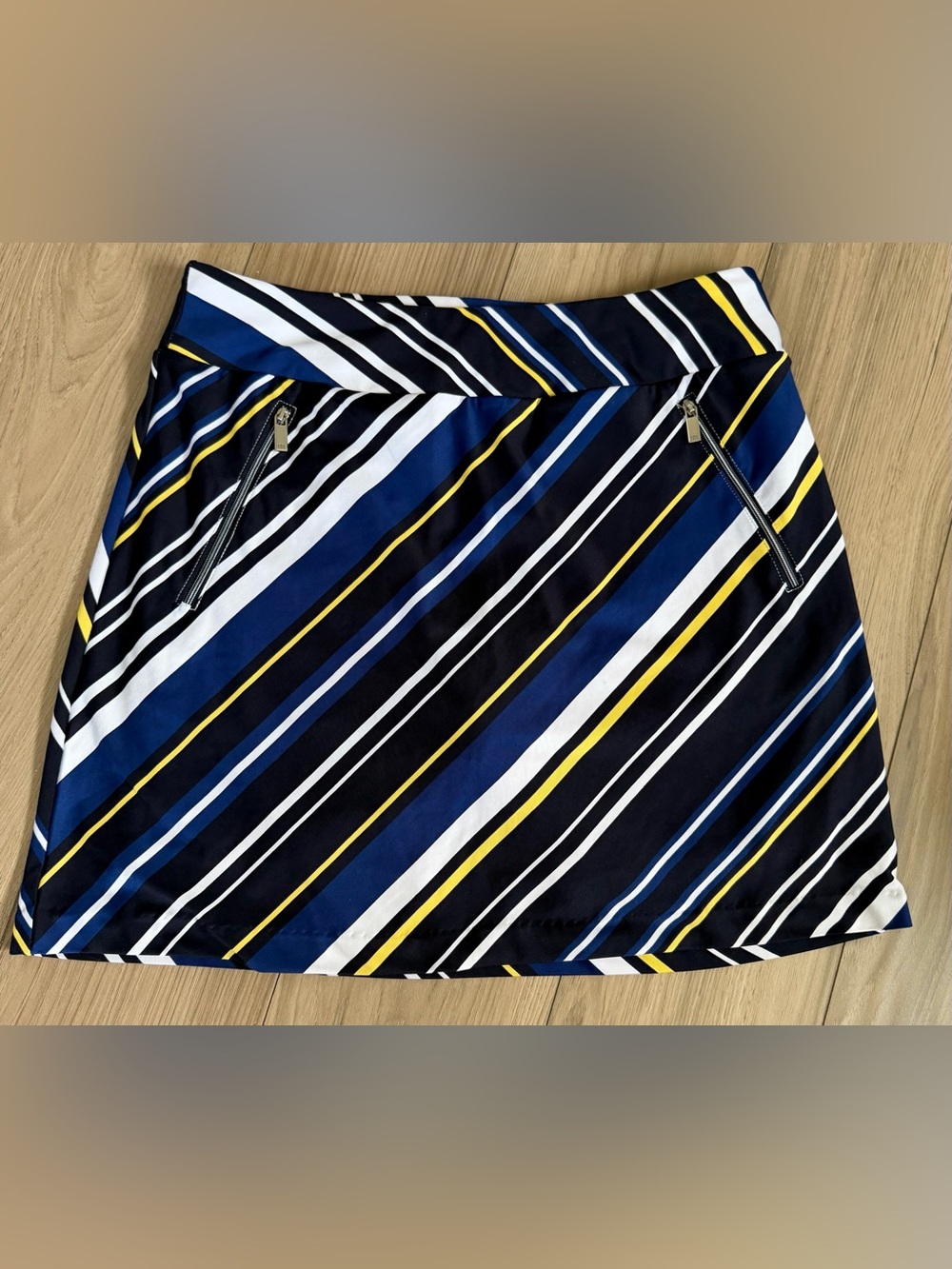 Tail Womens Athletic Skort Electra Stripe Zipper Pockets Black Blue Yellow Small